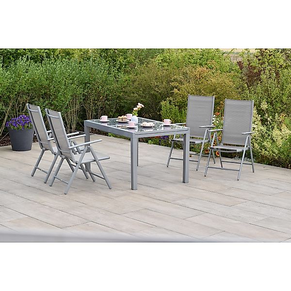 Merxx Amalfi Set 5 -tlg. 4 Klappsessel Gartentisch 140 (200) x 90 cm Diaman günstig online kaufen