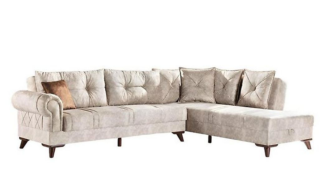 JVmoebel Ecksofa Design Ecksofa L-form Bettfunktion Couch Textil Sofa Bettk günstig online kaufen