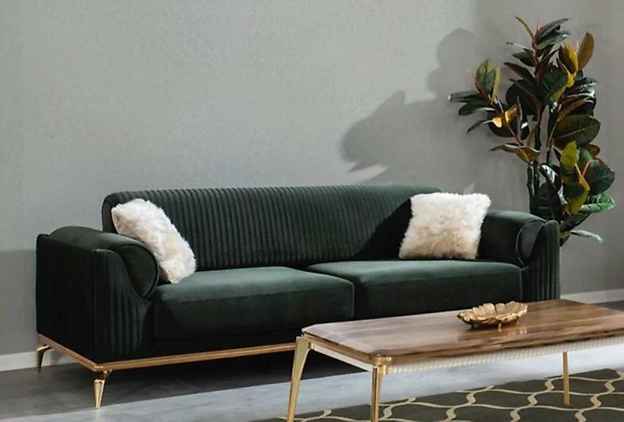 Casa Padrino Sofa Luxus Art Deco Sofa Grün / Braun / Gold 230 x 100 x H. 92 günstig online kaufen