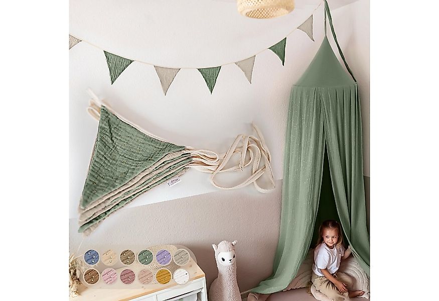 lilimaus Wimpelkette Handgemachte Wimpelkette aus Musselin Kinderzimmer Gol günstig online kaufen
