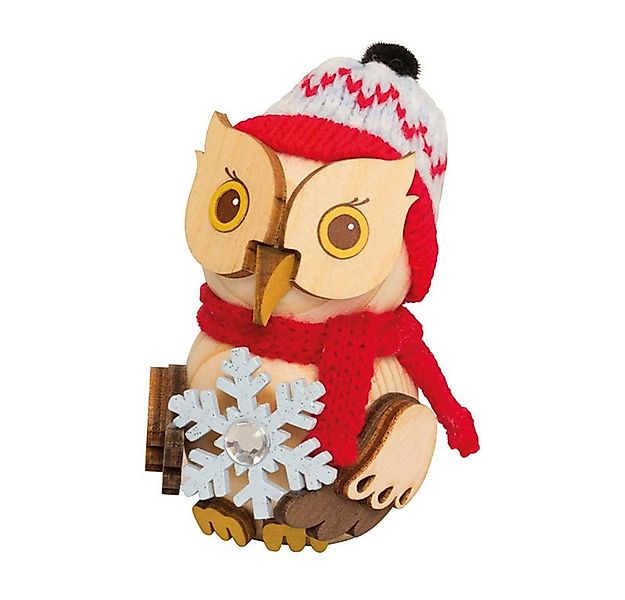 Kuhnert Dekofigur Mini-Eule mit Schneekristall - aus Holz gefertigt - ca. 7 günstig online kaufen
