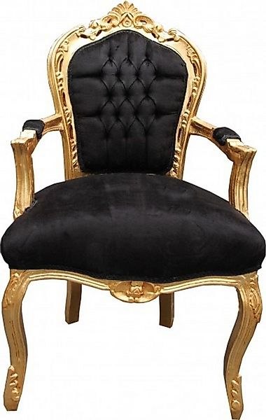 Casa Padrino Esszimmerstuhl Barock Esszimmerstuhl Schwarz / Gold mit Armleh günstig online kaufen