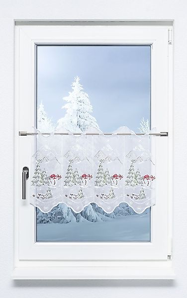 Plauener Spitze® Scheibengardine Schneemann, (1 St), günstig online kaufen