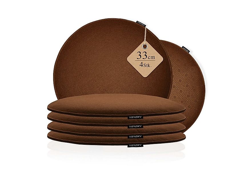 AMPARA Stuhlkissen rund 33 cm - 4er Set - für Stuhl, Bank, Lounge etc., Rut günstig online kaufen