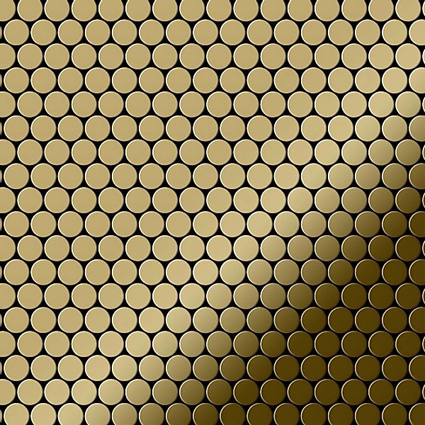 ALLOY Mosaik Fliese Massiv Metall Titan Hochglänzend Gold 1,6mm Stark Penny günstig online kaufen