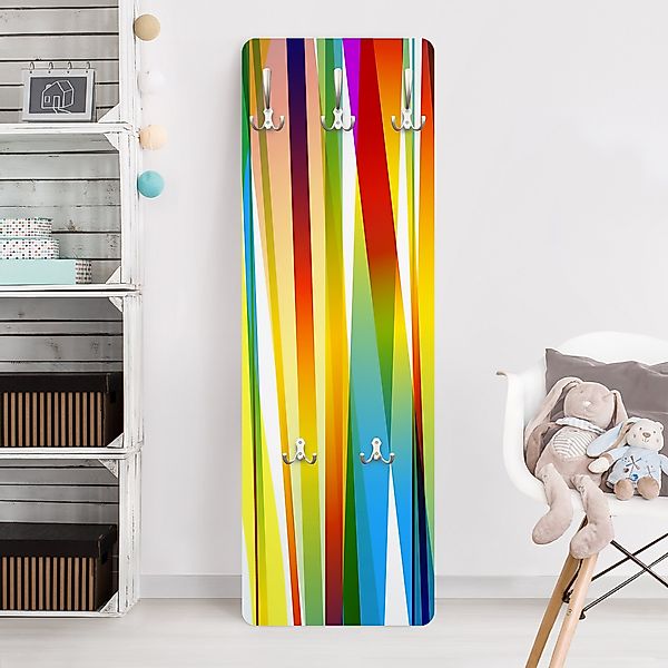 Wandgarderobe Holzpaneel Rainbow Stripes günstig online kaufen