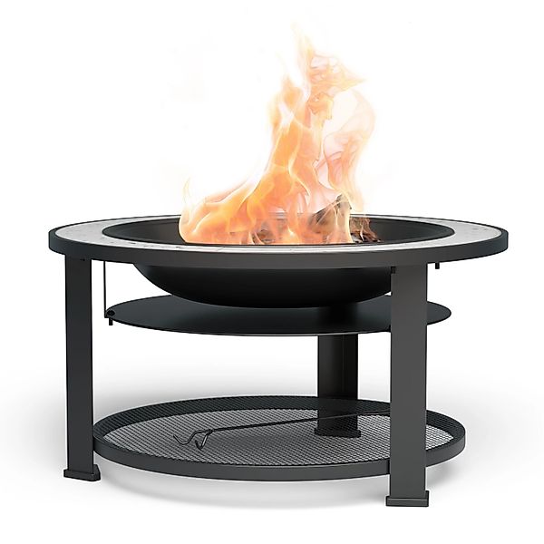 Blumfeldt Merano Circolo 3-in-1-Feuerschale mit Grillfunktion als Tisch Nut günstig online kaufen