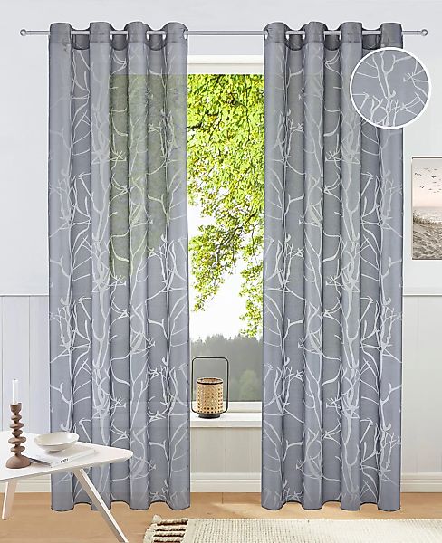 OTTO home Gardine "Anna" Ösen 1 Stk. tlg. Bestseller, Äste-Motiv, Viskose, günstig online kaufen