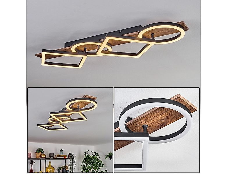 hofstein Deckenleuchte Deckenlampe aus Metall/Holz/Kunststoff in Schwarz/Br günstig online kaufen
