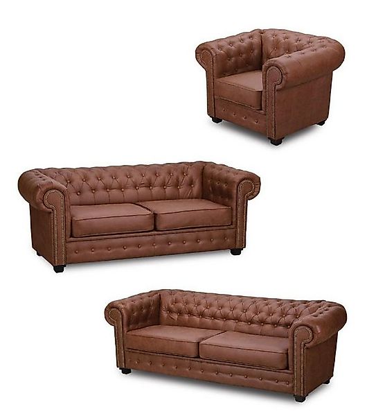 Xlmoebel Sofa Chesterfield-Sofaset für das Wohnzimmer mit 3-Sitzer, 2-Sitze günstig online kaufen