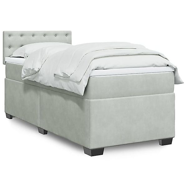 vidaXL Boxspringbett, Boxspringbett mit Matratze Hellgrau 80x200 cm Samt günstig online kaufen