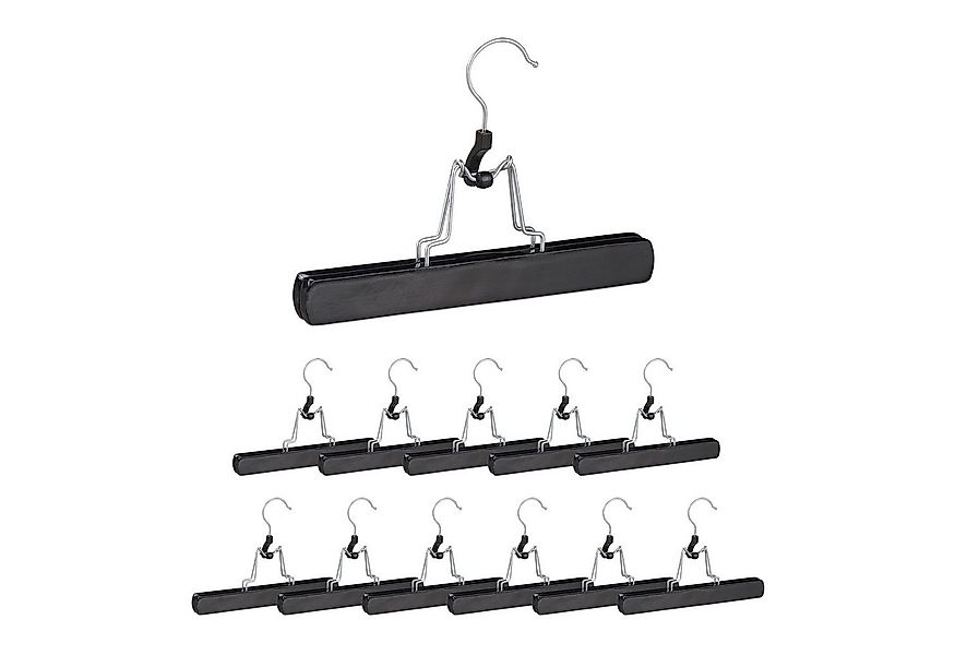 relaxdays Kleiderbügel Hosenspanner 12 Stück in Schwarz günstig online kaufen