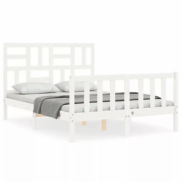 vidaXL Massivholzbett mit Kopfteil Weiß 4FT Small Double1689874 günstig online kaufen