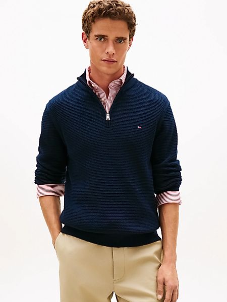 Tommy Hilfiger Strickpullover "SEASONAL STRUCTURE ZIP MOCK" Regular fit mit günstig online kaufen