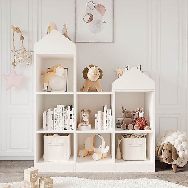 GarveeMore Kinderregal Kinder Bücherregal 7-Cubby Spielzeug günstig online kaufen