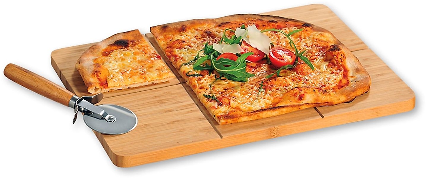 KESPER Schneidebrett aus FSC-zertifiziertem Bambus, inkl. Pizzaschneider günstig online kaufen