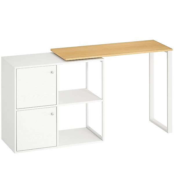 HOMCOM Schreibtisch L-förmig, 360° drehbarer Eckschreibtisch mit 2 Lagersch günstig online kaufen