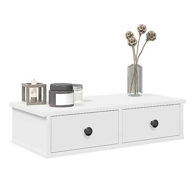 vidaXL Regal Wandregal mit Schubladen Weiß 60x28x15 cm Holzwerkstoff, 1-tlg günstig online kaufen