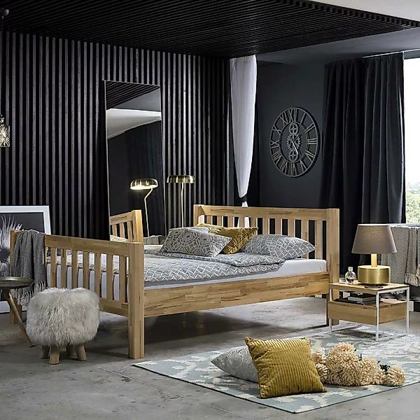 Einzelbett aus Kernbuche Massivholz mit Nachttisch (zweiteilig) günstig online kaufen