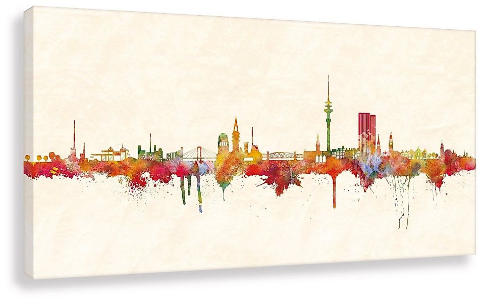 Leinwando Gemälde Leinwandbild Stadt Hamburg Skyline Panorama Gemälde zum a günstig online kaufen