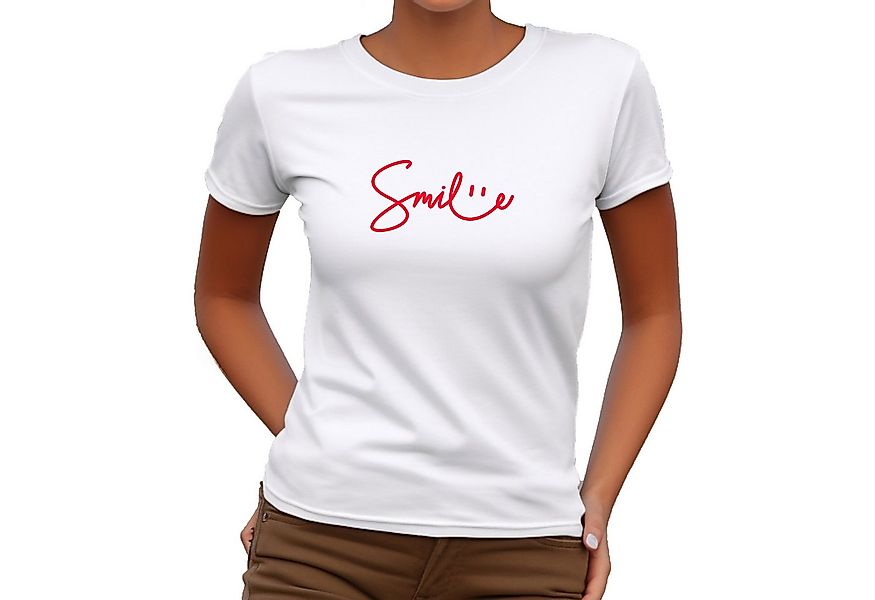 Banco T-Shirt Damen Smile Sommer Unifarben hochwertiger Print günstig online kaufen