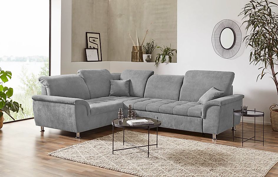 DOMO collection Ecksofa "Franzi, zeitlos und elegant, moderne Sitzheftung, günstig online kaufen
