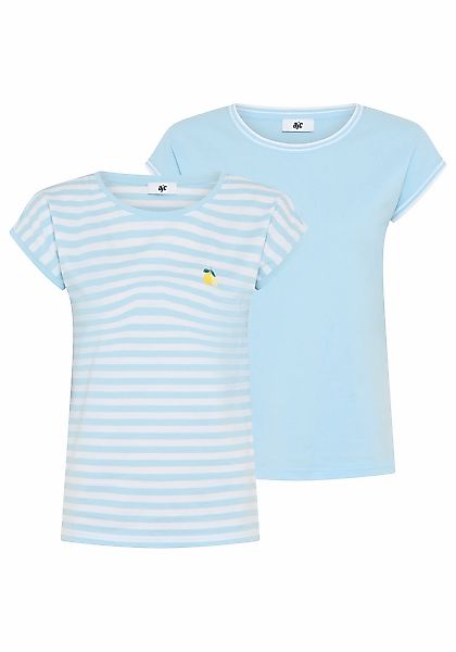 AJC Rundhalsshirt 2er-Pack, gestreift mit Stickerei und einfarbig mit sport günstig online kaufen