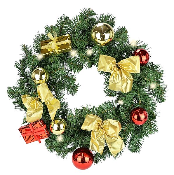 I.GE.A. Kunstkranz »LED-Weihnachtskranz dekoriert« Kranz mit Kugeln Schleif günstig online kaufen