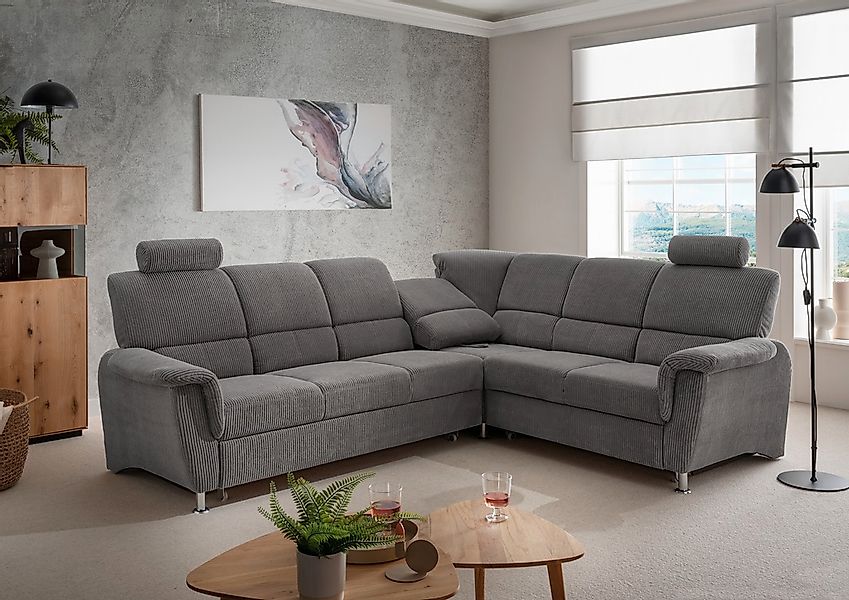 Home affaire Ecksofa "Pisa L-Form, mit Schlaffunktion, Stauraum, 2x höhenve günstig online kaufen