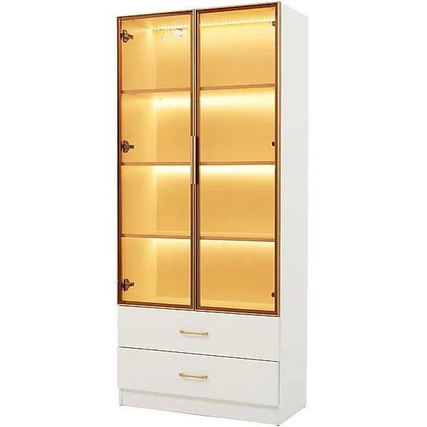 SeedWave Vitrine Vielseitger Hochschrank Glasvitrine mit Schubladen, Lichts günstig online kaufen