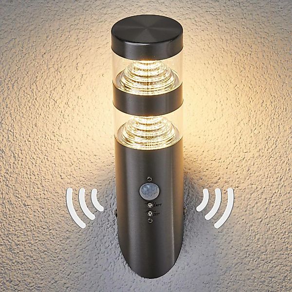 LED-Edelstahl-Außenwandleuchte Lanea schräg Sensor günstig online kaufen
