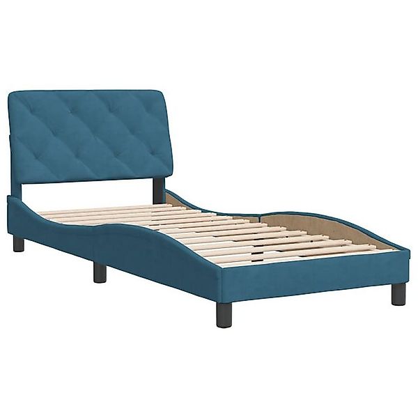 vidaXL Bettgestell, Bettrahmen mit Kopfteil Blau 90x200 cm Samt günstig online kaufen