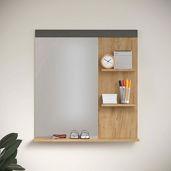 PLACES OF STYLE Garderobenspiegel "Belva" eichefarbener Wandspiegel mit 3 A günstig online kaufen