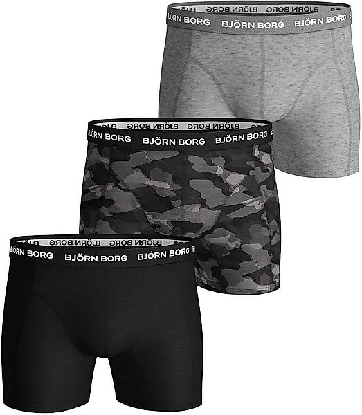 Bjorn Borg Cotton Stretch Boxershorts 3er-Pack Schwarz Grau - Größe S günstig online kaufen
