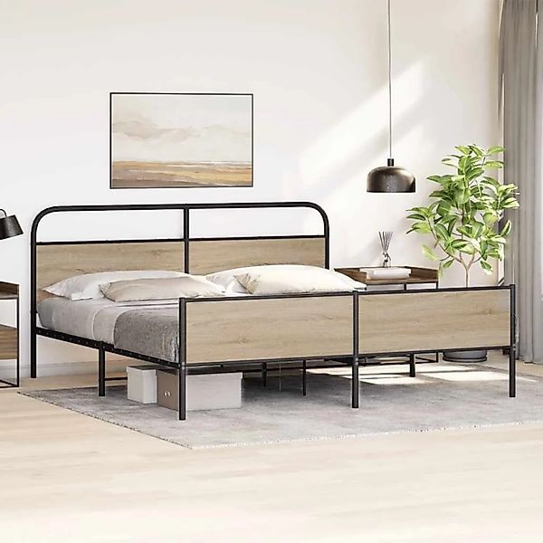 vidaXL Metallbett ohne Matratze Räuchereiche 193x203 cm 3318682 günstig online kaufen