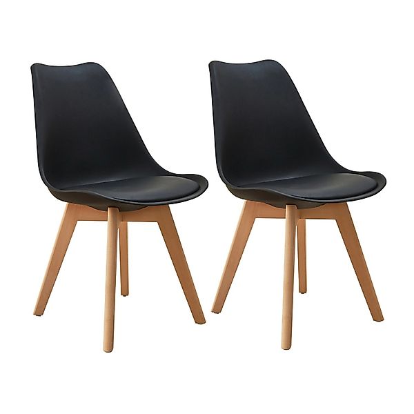 Svita Mats 2er Set Esszimmerstühle Küchenstühle Holz Lehne Kunstleder Schwa günstig online kaufen