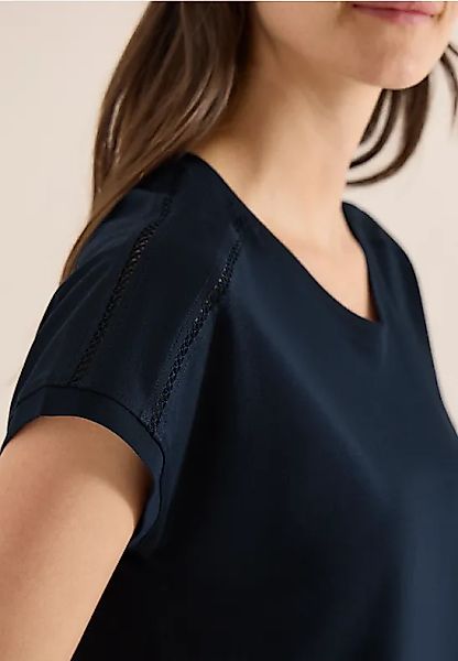 T-Shirt mit V-Neck und Spitzendetail günstig online kaufen