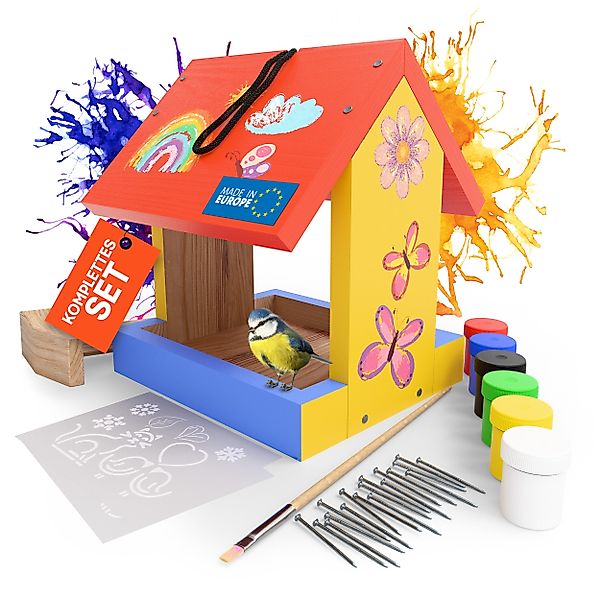 Eli Futterhaus Bausatz für Kinder zum bemalen inkl. Vorlagen - 6 Farben - P günstig online kaufen