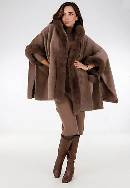 YC Fashion & Style Cape Capemantel mit Kunstfell-Besatz in Unifarbe günstig online kaufen