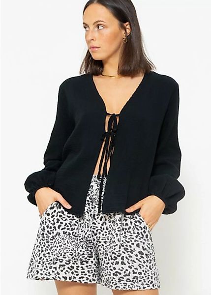 SASSYCLASSY Blusenjacke Oversize Musselin Blusenjacke Baumwolle Jacke mit B günstig online kaufen