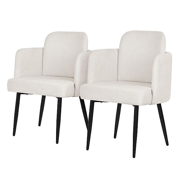 ML-Design Esszimmerstühle 2Er Set Beige mit Stoffbezug und Armlehne günstig online kaufen