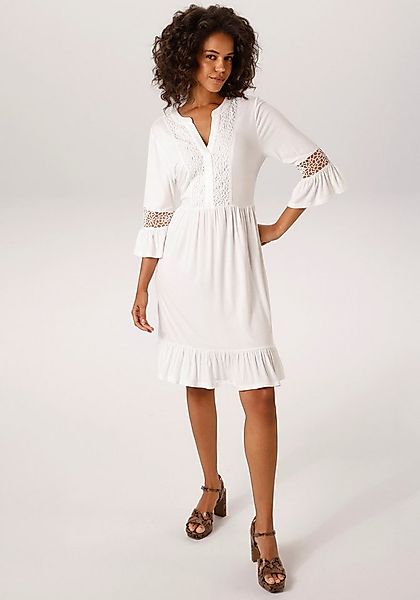 Aniston CASUAL Tunikakleid mit Häkelspitze vertiertes Vorderteil und Ärmel günstig online kaufen