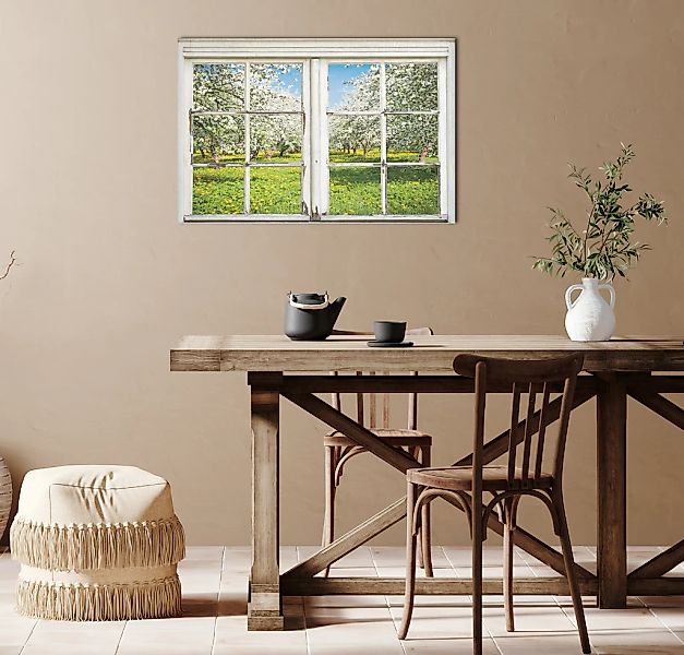 queence Leinwandbild »Apfelbäume«, Bäume-Natur-Wiesen & Bäume-Fensterblick, günstig online kaufen