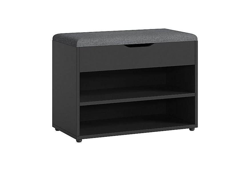 en.casa Schuhbank, »Gentofte« Schuhschrank mit Sitzbank 3 Ablagefächer Schw günstig online kaufen