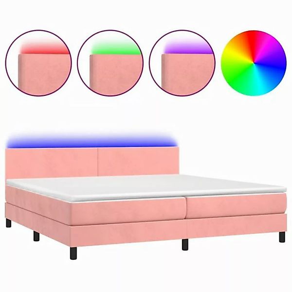 vidaXL Boxspringbett Boxspringbett mit Matratze LED Rosa 200x200 cm Samt Be günstig online kaufen