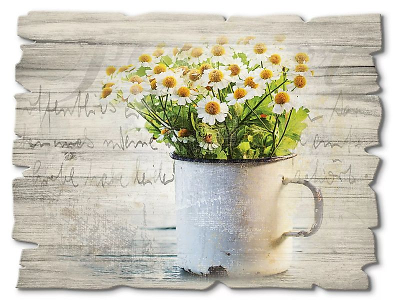 Artland Holzbild "Frühlingsgarten mit Gänseblümchen", Blumen, (1 St.) günstig online kaufen