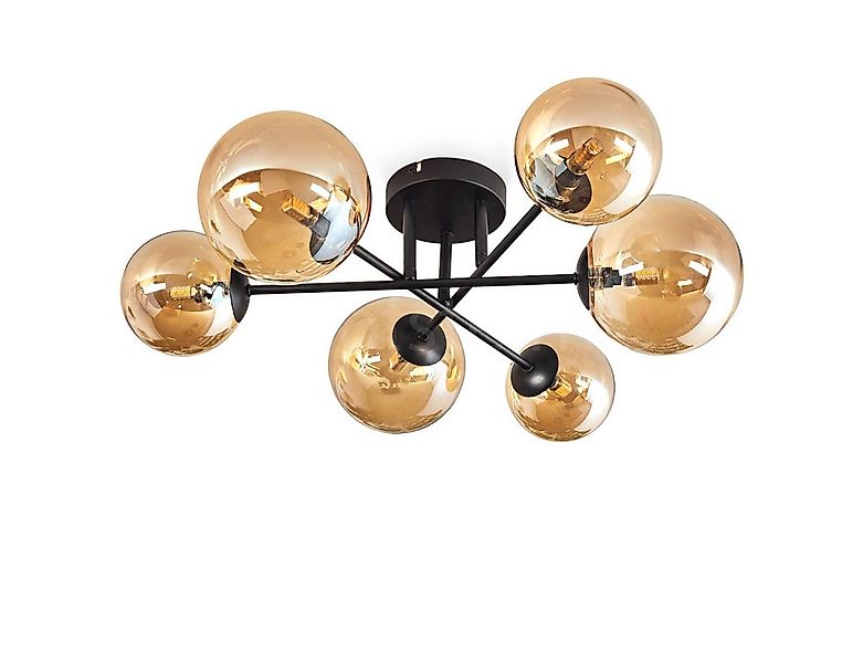 hofstein Deckenleuchte Deckenlampe aus Metall/Glas in Schwarz/Bernstein, oh günstig online kaufen