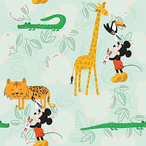 Komar Fototapete »Rapport Tapete - Mickey Doodle Zoo - Größe 53 x 1005 cm«, günstig online kaufen