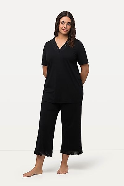 Ulla Popken Pyjama Pyjama Lochstickerei Halbarm günstig online kaufen