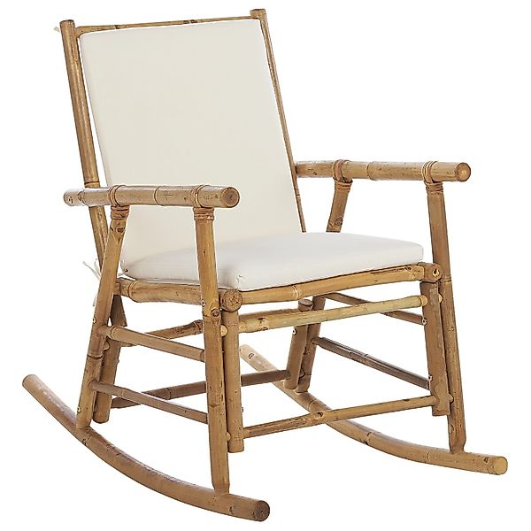 Beliani Schaukelstuhl Heller Holzfarbton Weiss 84x56x87 günstig online kaufen